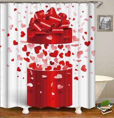 China Best Selling Lover's Romantic Rust Printing Heart Rust Resistant Custom Shower Curtain# Sustainable for sale