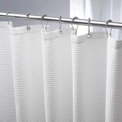 China Durable Heavy Duty Waffle Gray Fabric Shower Curtain for Hotel and Bathroom, Thicken Rust Proof Waterproof Shower Curtain for sale