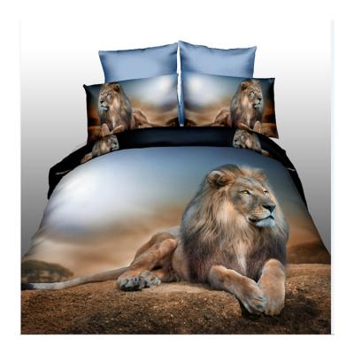 China Lion Big Lots Disposable Bedding Sets , 3D Bed Sheets Bedding Set / Animal Print Bedding Set for sale