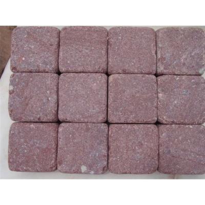 China Modern cobblestone granite, porphyry red cube cobblestone for sale