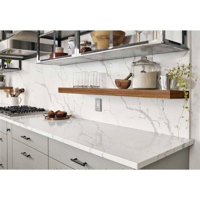 China Modern White Artificial Calacatta Countertops Quartz Slab Kitchen Quartz Countertops Table Top for sale