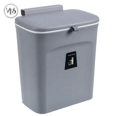 China Kitchen Sustainable Trash Can Wall Mounted Waste Bin With Lid Cabinet Door Hot Selling Plastic Hanging Type Trash Can for sale