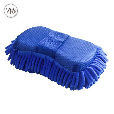 China Factory Wholesale Soft+Eco-friendly+hotsale Spot Coral Fleece Car Wash Tool Chenille Sponge Car Wash Sponge Block for sale