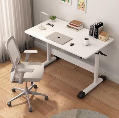 China Wood Grain Manual Height Adjustable Lifting Tea Desk White Coffee Table For Office for sale