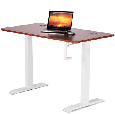 China Commercial Furniture Modern Design Brown Wooden Manual Standup Desk for Small Office for sale