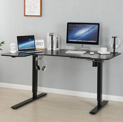 China Office Furniture Custom 2023 L-Shaped Electric Standing Desk in Bamboo for Executive for sale