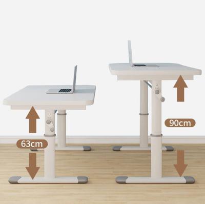 China Contemporary Multifunctional Small Desk for Room Solid White Metal Manual Standup Desk for sale