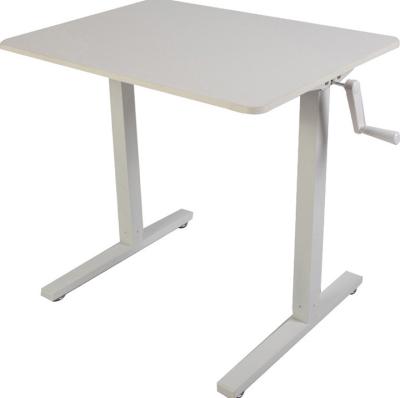 China Commercial Furniture Minimalist White Wooden Manual Standing Desk for Classroom Study for sale