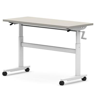 China White Italian Column Folding Standing Desk with Eco-Friendly Partical Board Desktop for sale