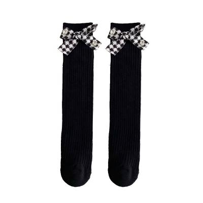 China 2022 Lolita college style girls antibacterial socks spring and Korean version mid-tube socks JK version of the new summer bow lace children's socks for sale