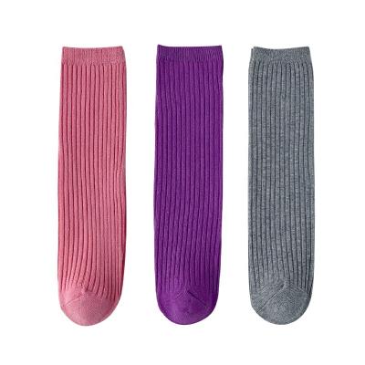 China 2022 new antibacterial spring needle solid color boys and girls double stack socks antibacterial Korean version baby trend calf socks for sale