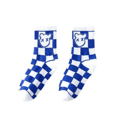 China Wholesale Breathable Children's Klein Blue Socks Spring Mid-50s Korean Children's Cotton Thin Plaid Version Tube CSI Children's Socks for sale