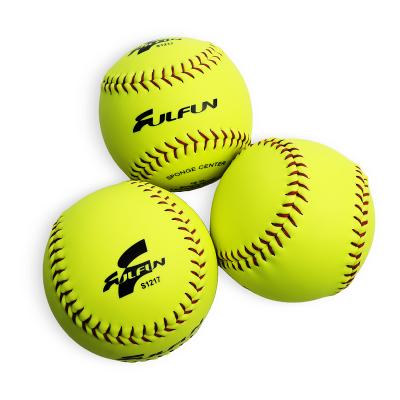 China 12inch PU Core Fastpitch ASA Approved Game Durable High Quality Optical Yellow Leather Baseball Balls for sale