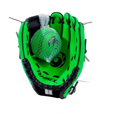 China Soft And Comfotable Green Leather PVC Youth Baseball Gloves For Kids for sale