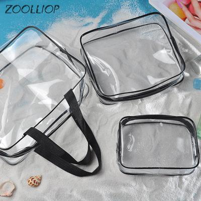 China Clear Transparent Plastic PVC Travel Zipper Cosmetic Pouches Women Moisture Proof Makeup Bags Organizer Bath Wash Make for sale