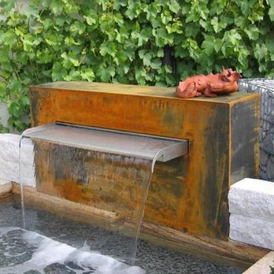 China Garden Deocration Corten Steel Fountain Corten Steel Round Sculpture Water Fountain For Garden for sale