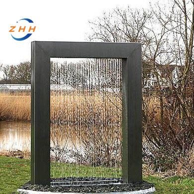 China Garden Deocration Modern Large Outdoor Garden Metal Rectangle Water Feature Corten Steel Water Fountain for sale