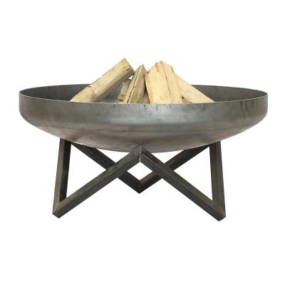 China Patio\garden\outdoor Carbon Steel Outdoor Raised Fire Pit Bowl with stainless steel semicircle grill and supports for sale