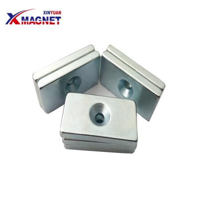 China Industrial N52 Magnet Block Shape With Super Powerful Hole Magnet And Neodymium Magnet Speaker For Alternator for sale