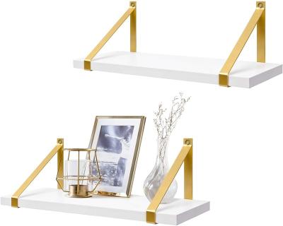 China Minimalist TaiLai Wall Mounted Shelf With Gold Metal Brackets Set For Bedroom Bathroom Living Room Folding Bracket Shelf Wall Rack for sale