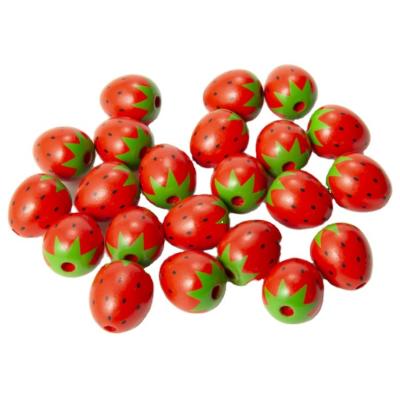 China TaiLai S9 Strawberry Christmas Eco-friendly Wood Beads Plaid Wood Beads For DIY Craft Jewelry Wooden Spacer Bead Bracelet With Jute String for sale