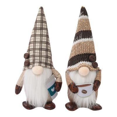 China Scandinavian European Christmas Figurine Coffee Gnome Tomte 2PCS Swedish Decorations Plaid Elf Dwarf Household Ornament TaiLai for sale