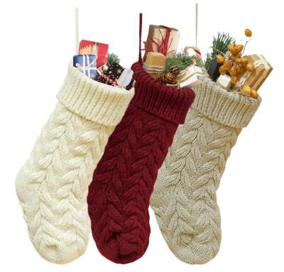 China Europe TaiLai Christmas Knitting Stocking Large Classic Stockings Stitched Santa Snowman Character For Christmas Party Decorations for sale