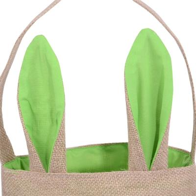 China Green Bunny Easter Sneaker Bunny Bags Sneaker Jute Burlap Bunny Ear Tote Bags Cute fun with foldable ears perfect for girls and boys for sale