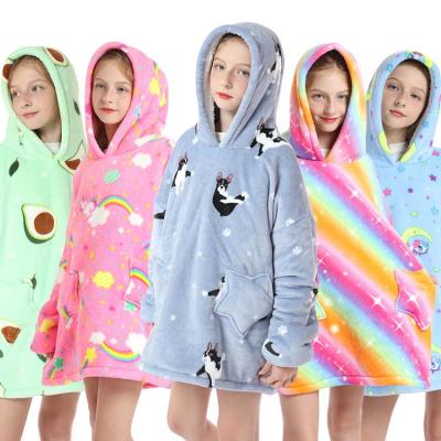 China Anti-bacteria Fabric Designer Wearable Blanket Hoodie Flannel Hoodie Cover For Kids for sale