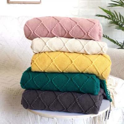 China Factory Soft And Comfortable Hot Selling Amazon Various Design Knit Plain Baby Tassel Blanket for sale