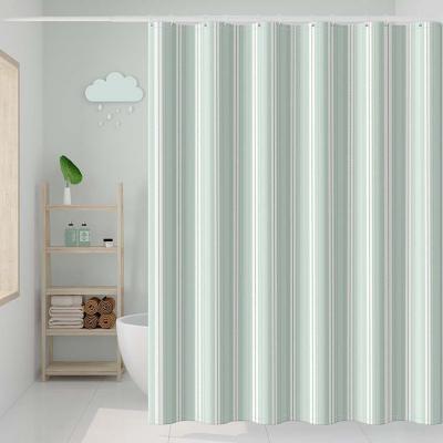 China Vertical Stripes Polyester Fabric Shower Curtain Durable Washable Rust Resistant Bathroom Waterproof Bath Curtains for sale