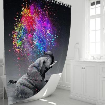 China Durable Top Selling 100% Polyester Waterproof Fabric For Bathroom Decor Bath Curtains With 12 Hooks for sale