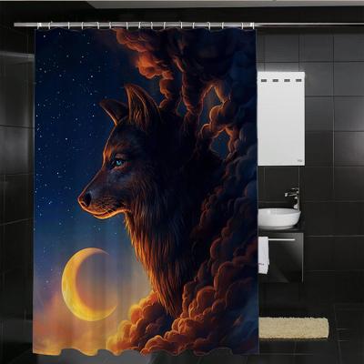 China Sustainable Hot Sale High Quality Digital Printing Polyester Fabric Rust Resistant Bath Shower Curtains for sale