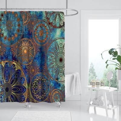 China Sustainable Good Prices Shaoxing Coating Rust Resistant Custom Printing Luxury Shower Curtain for sale