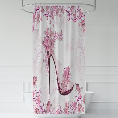 China High Quality Unique Manufacturing Designer Customized Pink And White Sustainable Shower Curtains for sale