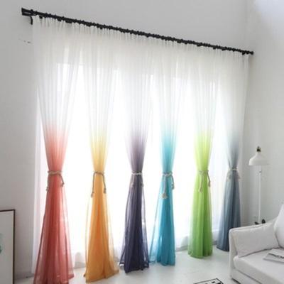 China Modern Blackout Gradient Color Window Tulle Curtains For Living Room Bedroom Organza Voile Curtains Hotel Decoration Blue Sheer Drapes for sale