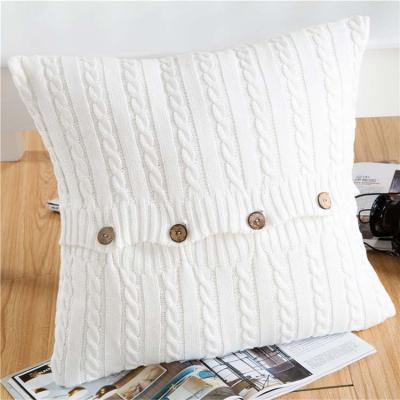 China New Anti-Static Knitting Throw Pillowcases With Button Briefs Soft Pure Color Knitted Pillow Case Sofa Cushion Cover Home Decor for sale