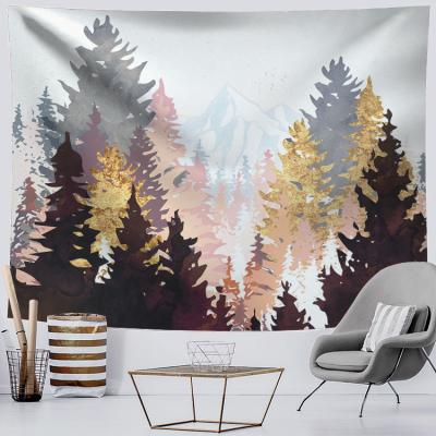 China Simple custom high quality printed 100% polyester fabric tapestry decoration for living room for sale