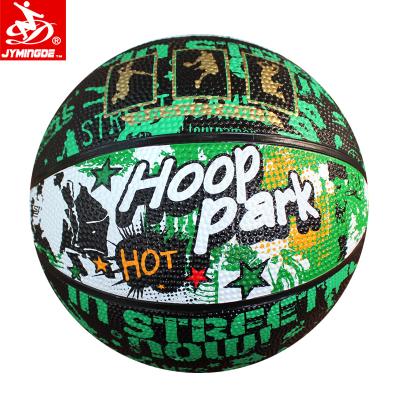 China Match JYMINGDE Green Custom Hot-selling Full Printing Rubber Basketballs for sale