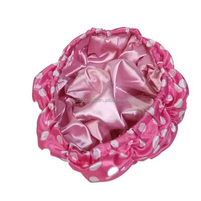 China Eco-Friendly Triple Layers Soft Satin Sleep Caps For Braids Locs Hair Head Cover Bath Bath Turban Covers Shower Hood for sale