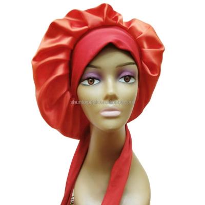 China Women's Silk Hair Wraps Long Dreadlock Band Sleep Cap Eco-Friendly Wide Adjustable Sleepwear Braids Satin Hood for sale