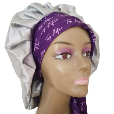 China Eco-Friendly Hot Extra Large Satin Hair Hood For Braids Wigs Headwrap Sleep Belt Curly Band Tails Silk Tie Hood for sale