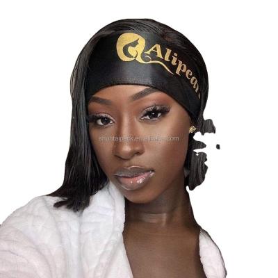 China Custom High Quality Headbands Logo Adjustable Silk Headwrap Wig Hair Band Satin Killer Hair Band for sale