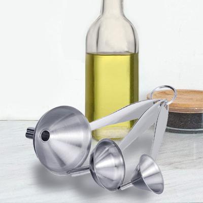 China E-PIN 3Pcs Metal Viable Funnels For Filling Bottles Stainless Steel Small Kitchen Funnel Set for sale