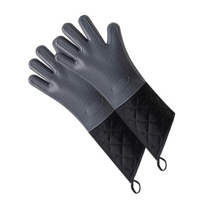 China E-PIN 2Pcs Traditional Silicone Oven Mitt Kitchen Extra Long Waterproof Oven Gloves with Stitched Coating for sale