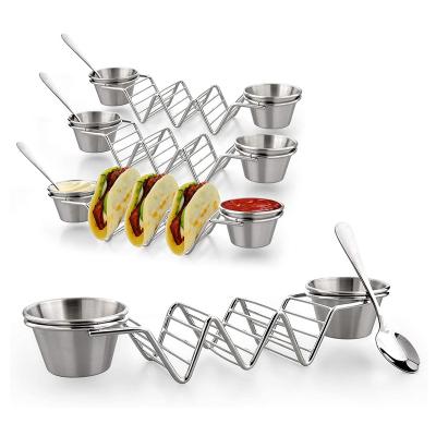 China E-PIN 16Pcs Viable Taco Stand Tao Stand Set with 4 x Holders 8 x Pot Cups 4 x Pot Spoons for sale