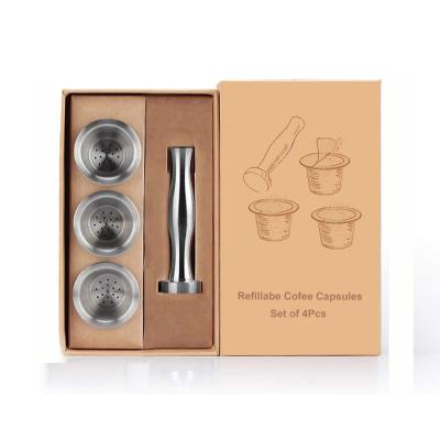 China Sustainable Reusable E-PIN Stainless Steel Coffee Pod Coffee Capsule Coffee Tamper Set / 3 for sale