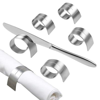 China E-PIN 6 Pcs Stainless Steel Viable Silver Napkin Rings For Specail Occasion Wedding Place Setting for sale