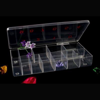 China Eco-friendly Transparent 10 Chambers Empty Nail Tips Box Plastic Rhinestone Nail Box for sale