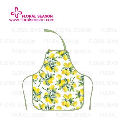 China Cheap Bulk Fresh Lemon Printed Polyester Fabric Digital Printing Polyester Fabric Kitchen Apron Home Textile Set for sale